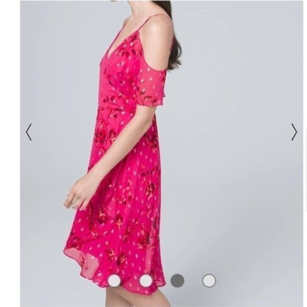NWOT White House Black Market Floral Cold-Shoulder Blouson Dress - Picture 3 of 5